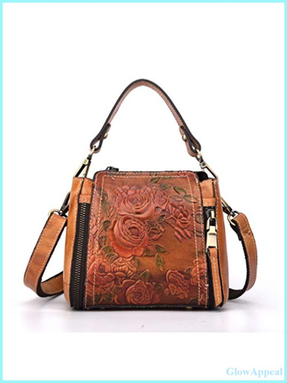 Embossed Floral Leather Tote Crossbody Bag Small Shoulder Purse Travel